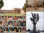 kola v Beslanu, památník a fotografie nkterých obtí.