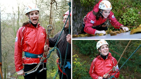 Kate Middleton podpoila dobrou vc a vrhla se na slaování vysoké skály.