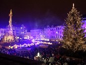 Vánoní strom v Olomouci ji svítí od minulé nedle.
