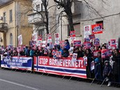 Demonstrace za rumunskou rodinu, kterou rozdělila norská sociálka.