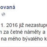 Klra Samkov na Facebooku informovala o tom, e ji nezastupuje Martina...