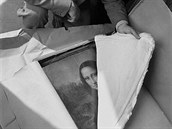 Obraz Mony Lisy poté, co se po druhé svtové válce dosta do Louvre.