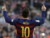 Lionel Messi a jeho klasická oslava gólu.