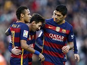 Útoná trojka Barcelony: Neymar, Messi, Suárez.