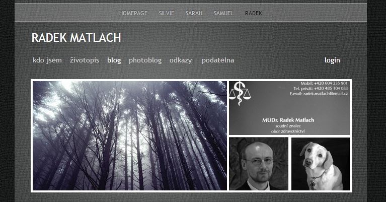 Takto se prezentuje Radek Matlach na svém webu.