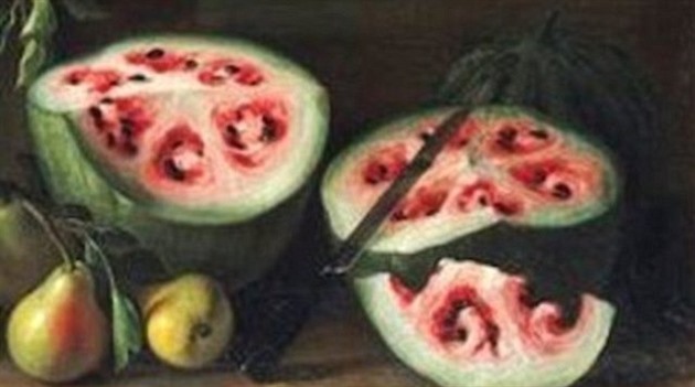 Vodn meloun na malb z konce 17. stolet.