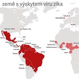 Zem s vskytem viru Zika.