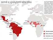 Zem s výskytem viru Zika.