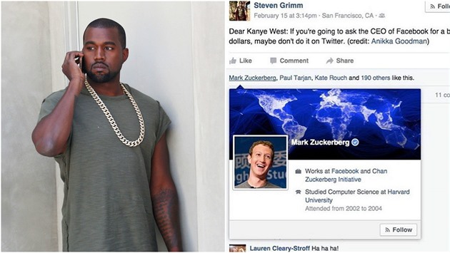 Zuckerberg se k penzm, které od nj poaduje Kanye West vyjádil na facebooku...