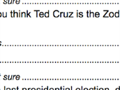 V pedvolebním przkumu se 10% voli skálopevn domnívá, e Ted Cruz je vrahem...
