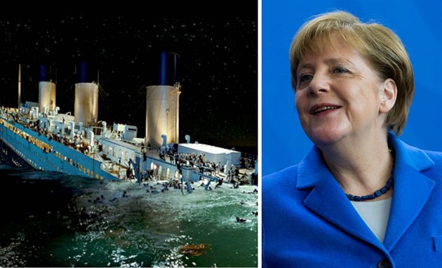 Angela Merkelová je prý jako hrající pianista na potápjícím se Titaniku.