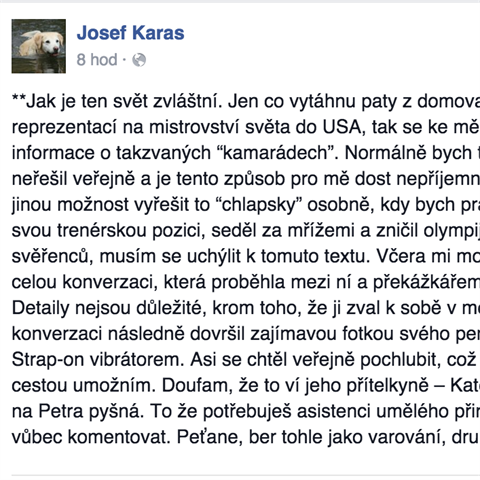Status Josefa Karase Petra Svobodu rozhodn nepot.