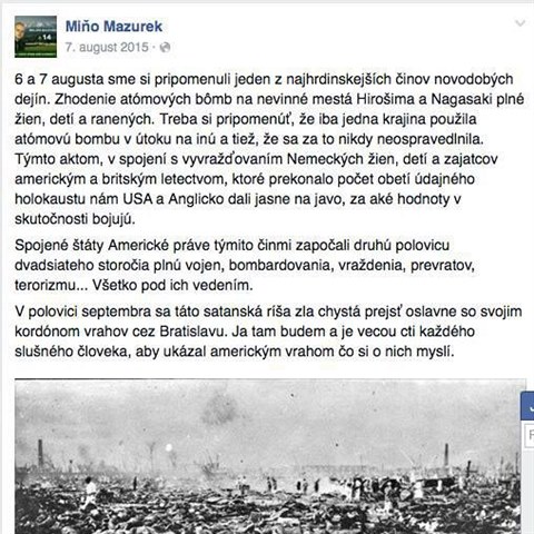 Milan Mazurek tmto zpsobem komunikuje na Facebooku.