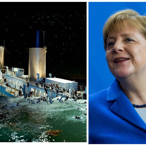Angela Merkelov je pr jako hrajc pianista na potpjcm se Titaniku.
