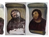 Vpravo je zrestaurovaná freska babkou, kterou tvala její zubem asu...