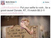 Bette Midler vyzývá na Twitteru Kim Kardashian, aby své nahé selfie vyuila pro...