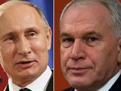 Ruský prezident Vladimír Putin spolu s blízkými páteli Jurijem Kovalukem a...