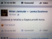 Nechutné vzkazy na facebooku Lenky Dusilové.