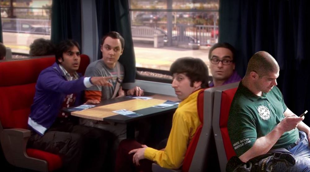 Kotlebovec s herci z Big Bang Theory.