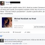 Michal Horek a jeho koment na Facebooku.