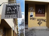 Fašističtí vandalové posprejovaili i tetovací salon.