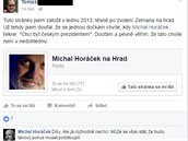 Michal Horáek a jeho komentá na Facebooku.