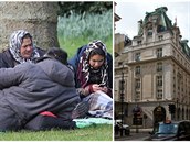 Skupina migrant rozbila tábor nedaleko luxusního hotelu Ritz v Londýn.