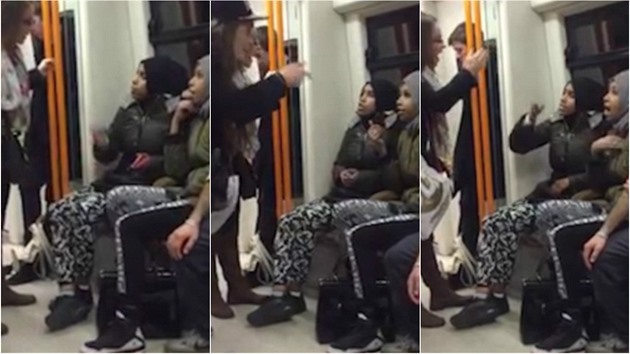 Dv bílé eny a zahalené muslimky se do sebe pustily v londýnském metru....