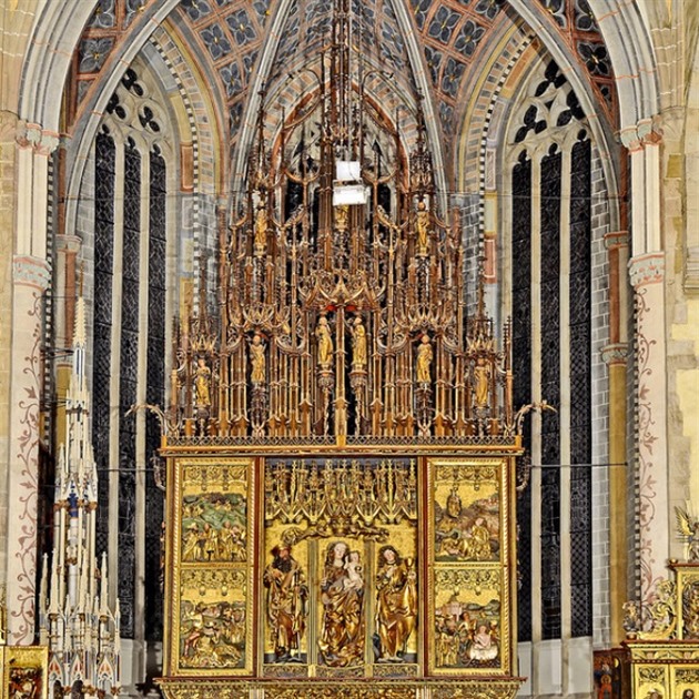 Krásný oltář v kostele sv. Jakuba v Levoči.