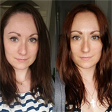 Vlevo 1. den, vpravo po dvou měsících bez šampónu. Vlasy jsou viditelně...