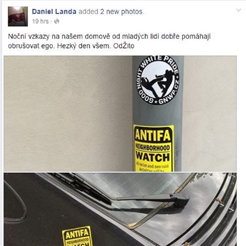 dn sympatizant extrmn levice ohlsil Landa na svm Facebookovm profilu.