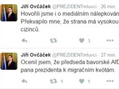 Jií Ováek na svém Twitteru