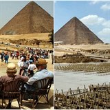 Pyramidy v Gze vloni a letos.