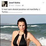 Josef Kokta se chlubil svojí půvabnou ženou na FB, což byla ve finále vtipná...