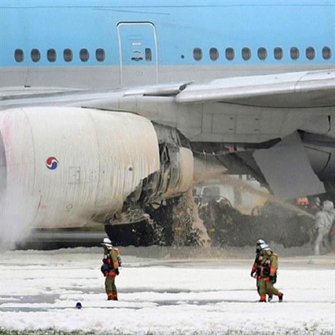 Destky hasi se podlely na likvidaci poru motoru letadla a na zabrnn...