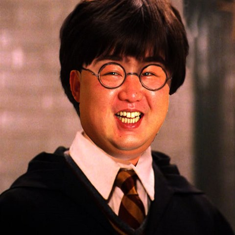 Kim ong-un jako Harry Potter.