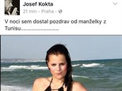 Josef Kokta se chlubil svojí pvabnou enou na FB, co byla ve finále vtipná...