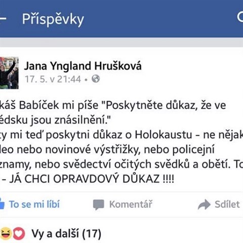 Momentln nejoblbenj fb pspvek Jany Yngland Hrukov.