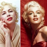 Bosk Marilyn! Vpravo originl, vlevo s tv hereky Michelle Williams.