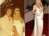 Jaká matka, tkaová dcera: Goldie Hawn (vlevo) bhem thotenství a její dcera...