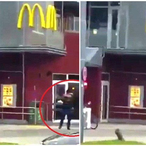 Video zachytilo, jak mu s pistol pl do lid v McDonalds.