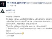 Status kapely Anacreon o zdravotním stavu Veroniky Zelníkové.