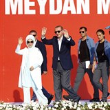 Na demonstraci nazvanou Shromáždění demokratů a mučedníků dorazil Erdogan v...