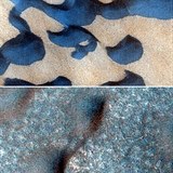 Duny na povrchu Marsu nabízí zajímavé přechody mezi odstíny modré a béžové. Na...