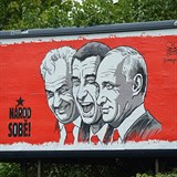 Na prask ulici 5. kvtna se objevil billboard karikujc Miloe Zemana a...