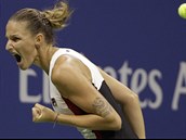 Karolína Plí�ková slaví postup do finále US Open, práv� zdolala Serenu...