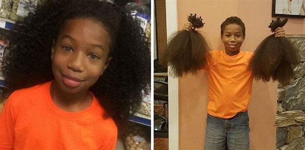 Osmiletý Thomas Moore se rozhodl dva roky si nestíhat vlasy. Své dlouhé kadee...