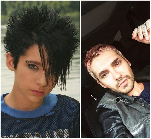 Bill Kaulitz v dob, kdy Tokio Hotel zanali (vlevo). Dnes nos rovho jeka.