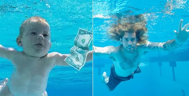 Fotografie dítte v bazénu z pebalu alba Nevermind legendární kapely Nirvana...