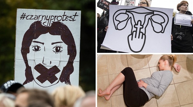 Protesty proti zákazu potrat v Polsku.